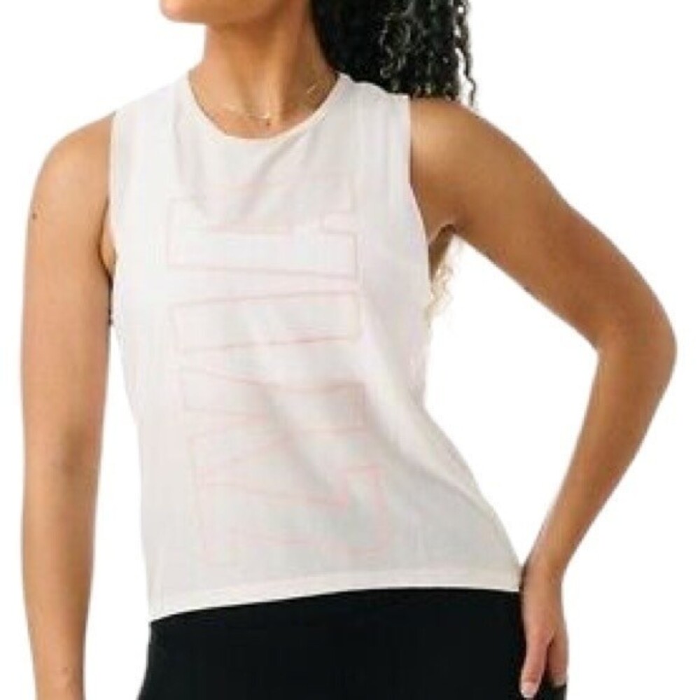 NWT Zyia Hot Pink & Ivory Blush Spell-Out Athlete Tank Muscle Top Womens Size XL